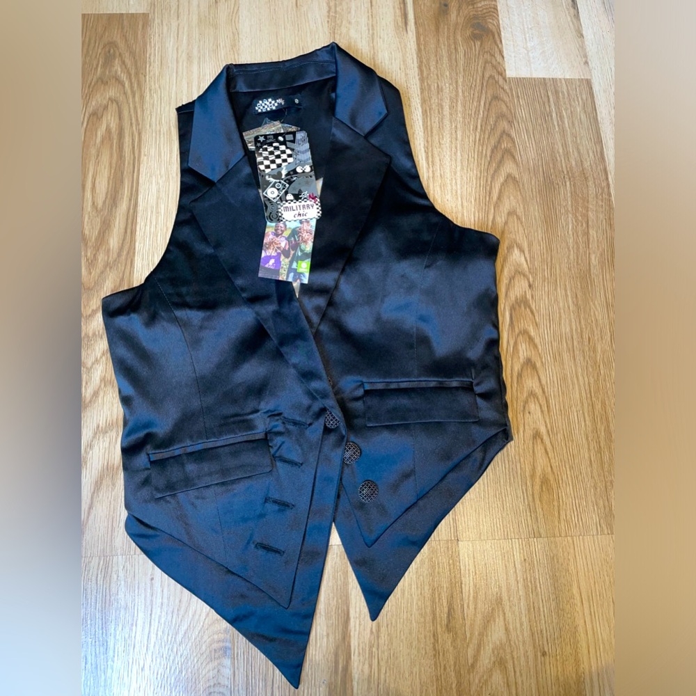 Black Silky Y2K Splash Vest